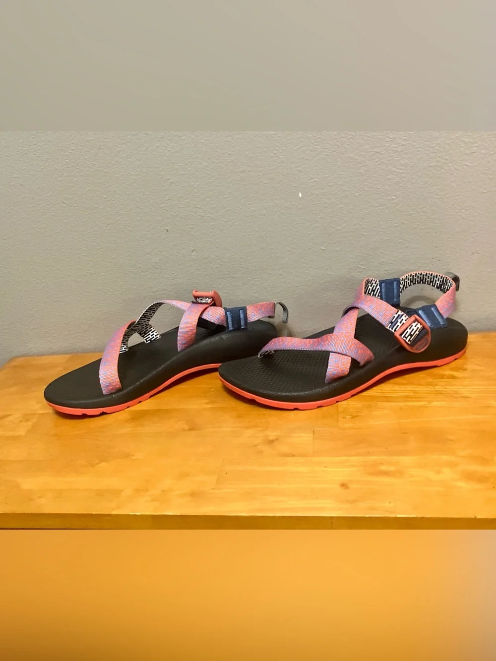 Chaco Z1 Ecotread Sandals, Salmon Pink/Blue/Black - Size 6 Women’s/Girls (VGUC)